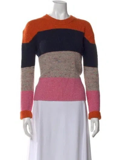 Pre-owned A.l.c Lambswool Striped Sweater In Blue
