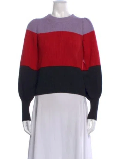 Pre-owned A.l.c Lambswool Striped Sweater In Red