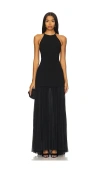 A.l.c Lana Crepe And Pleated Chiffon Maxi Dress In Black