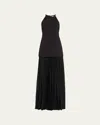 A.l.c Lana Crepe And Pleated Chiffon Maxi Dress In Black