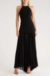 A.l.c Lana Crepe And Pleated Chiffon Maxi Dress In Black