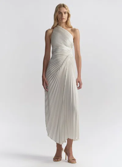 A.l.c Lara Satin Pleated Midi Dress In White