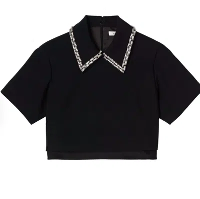 A.l.c Lark Jewel-embellished Crop Top In Black