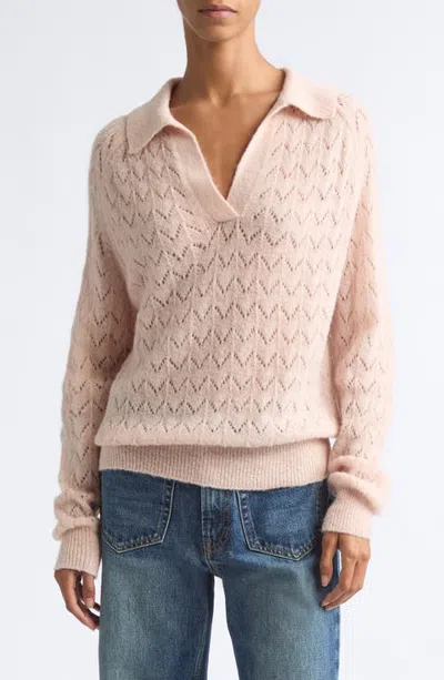 A.l.c . Lauren Pointelle Alpaca & Merino Wool Blend Sweater In Pink