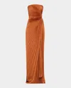 A.l.c Layla Pleated Strapless Gown In Red Rock