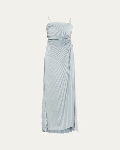 A.l.c Layla Pleated Strapless Gown In Steel Blue
