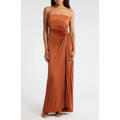 A.l.c . Layla Strapless Pleated Gown In Brown