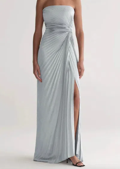 A.l.c Layla Strapless Pleated Gown In Steel Blue In Gray