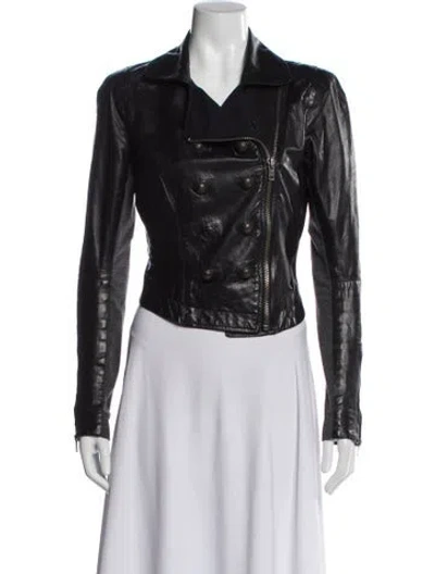 Pre-owned A.l.c Leather Biker Jacket In Black