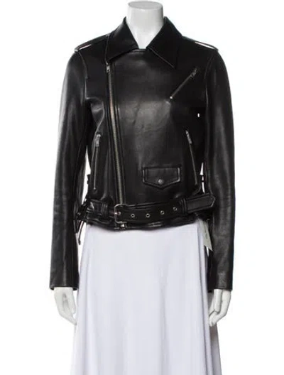 Pre-owned A.l.c Leather Biker Jacket In Black