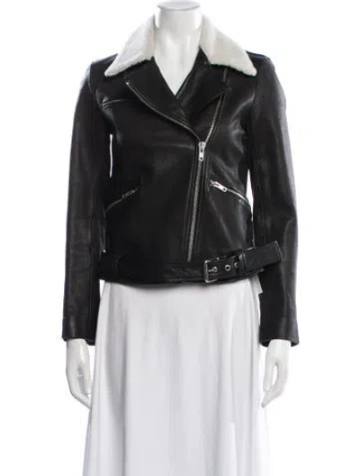 Pre-owned A.l.c Leather Biker Jacket In Black