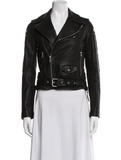 Pre-owned A.l.c Leather Biker Jacket In Black