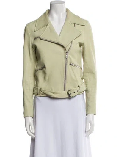 Pre-owned A.l.c Leather Biker Jacket In Green