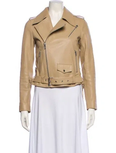 Pre-owned A.l.c Leather Biker Jacket In Neutral