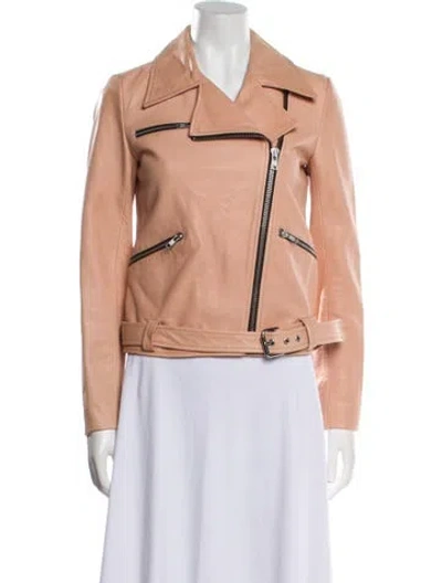 Pre-owned A.l.c Leather Biker Jacket In Pink