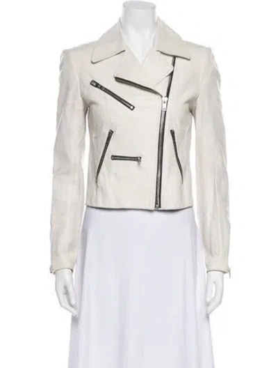 Pre-owned A.l.c Leather Biker Jacket In White
