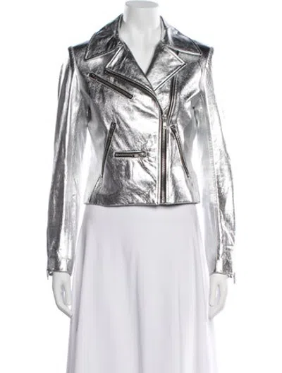 Pre-owned A.l.c Leather Biker Jacket In White