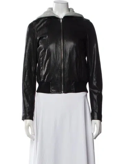 Pre-owned A.l.c Leather Bomber Jacket In Black