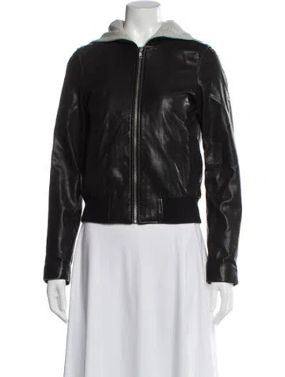 Pre-owned A.l.c Leather Bomber Jacket In Black