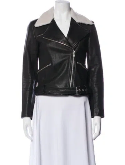 Pre-owned A.l.c Leather Faux Fur Jacket In Black