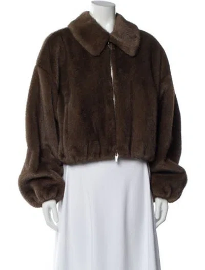 Pre-owned A.l.c Leather Faux Fur Jacket W/ Tags In Green