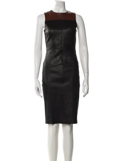 Pre-owned A.l.c Leather Knee-length Dress In Black
