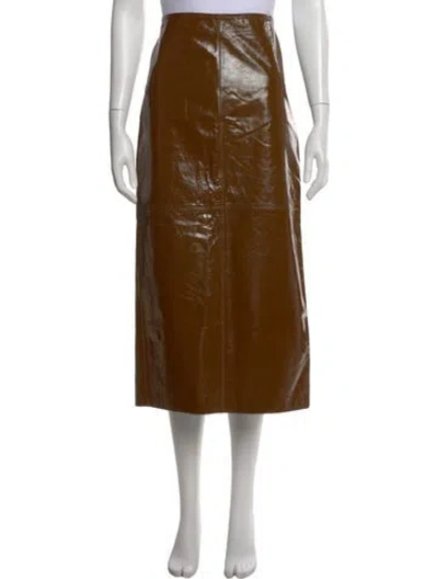 Pre-owned A.l.c Leather Long Skirt In Brown
