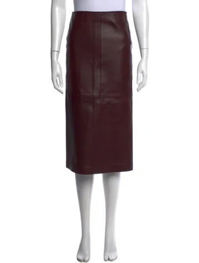 Pre-owned A.l.c Leather Midi Length Skirt In Burgundy