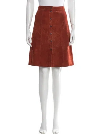 Pre-owned A.l.c Leather Midi Length Skirt In Orange