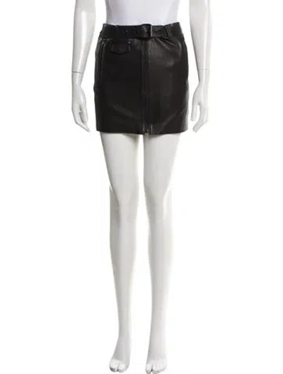Pre-owned A.l.c Leather Mini Skirt In Black