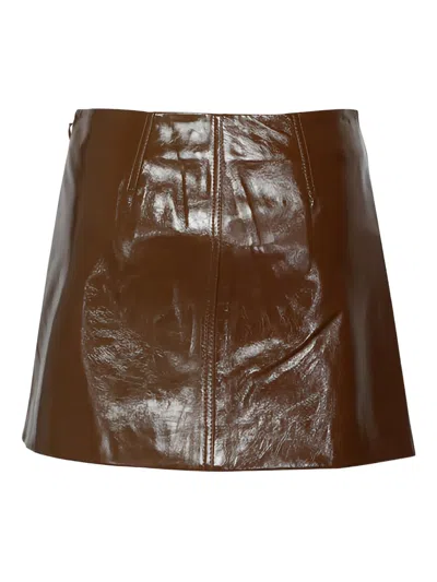A.l.c Leather Mini Skirt In Brown