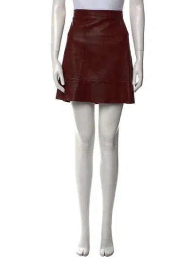 Pre-owned A.l.c Leather Mini Skirt In Brown