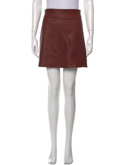 Pre-owned A.l.c Leather Mini Skirt In Brown