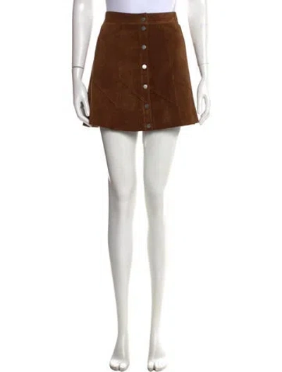 Pre-owned A.l.c Leather Mini Skirt In Brown