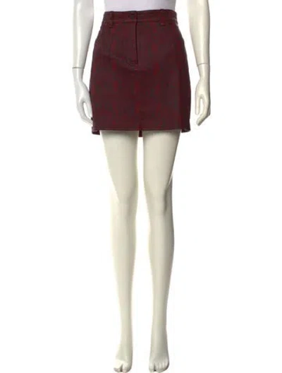 Pre-owned A.l.c Leather Mini Skirt In Burgundy