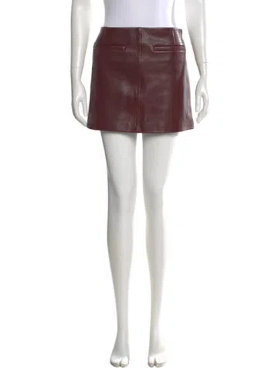 Pre-owned A.l.c Leather Mini Skirt In Burgundy