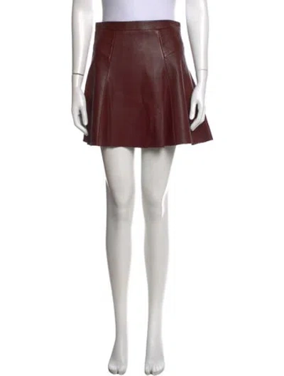 Pre-owned A.l.c Leather Mini Skirt In Burgundy