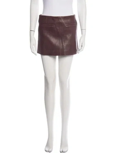 Pre-owned A.l.c Leather Mini Skirt In Burgundy