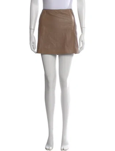 Pre-owned A.l.c Leather Mini Skirt In Neutral