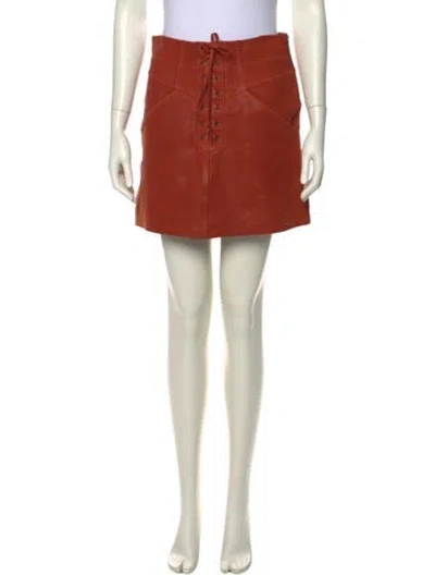 Pre-owned A.l.c Leather Mini Skirt In Orange