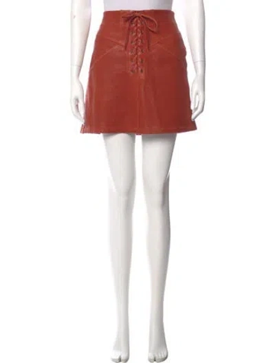 Pre-owned A.l.c Leather Mini Skirt In Orange
