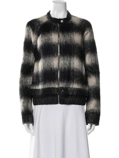Pre-owned A.l.c Leather Plaid Print Evening Jacket In Neutral