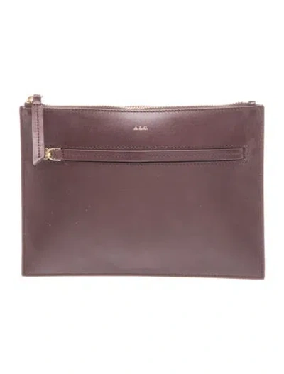 Pre-owned A.l.c Leather Portfolio In Burgundy