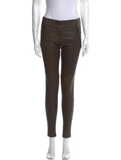 Pre-owned A.l.c Leather Skinny Leg Pants In Brown