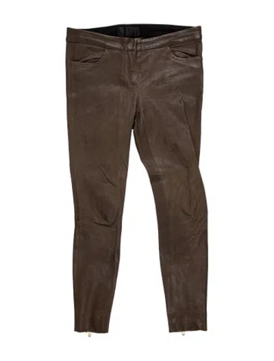 Pre-owned A.l.c Leather Skinny Leg Pants In Brown