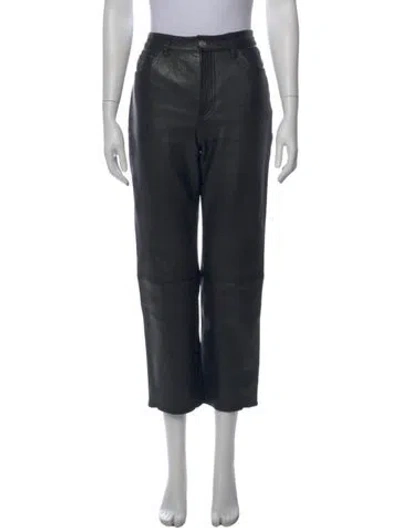 Pre-owned A.l.c Leather Straight Leg Pants In Black