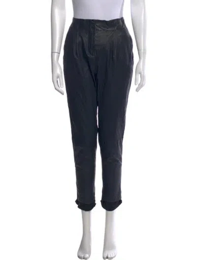 Pre-owned A.l.c Leather Straight Leg Pants In Black