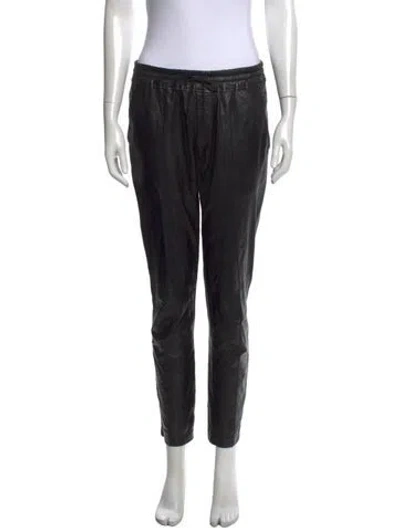 Pre-owned A.l.c Leather Straight Leg Pants In Black