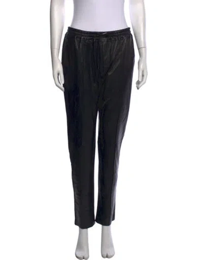 Pre-owned A.l.c Leather Straight Leg Pants In Black