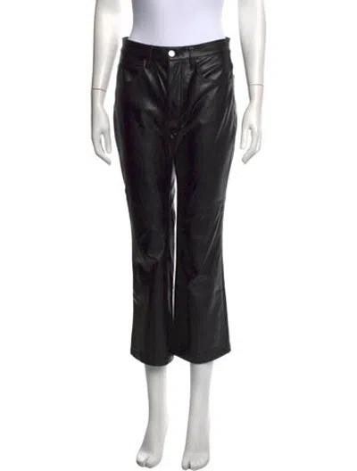 Pre-owned A.l.c Leather Straight Leg Pants In Black